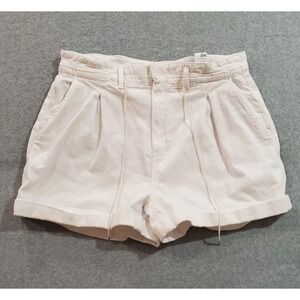 Paige Women's Crisp White Regular Fit Pleated Carly Chino Shorts Size‎ 33